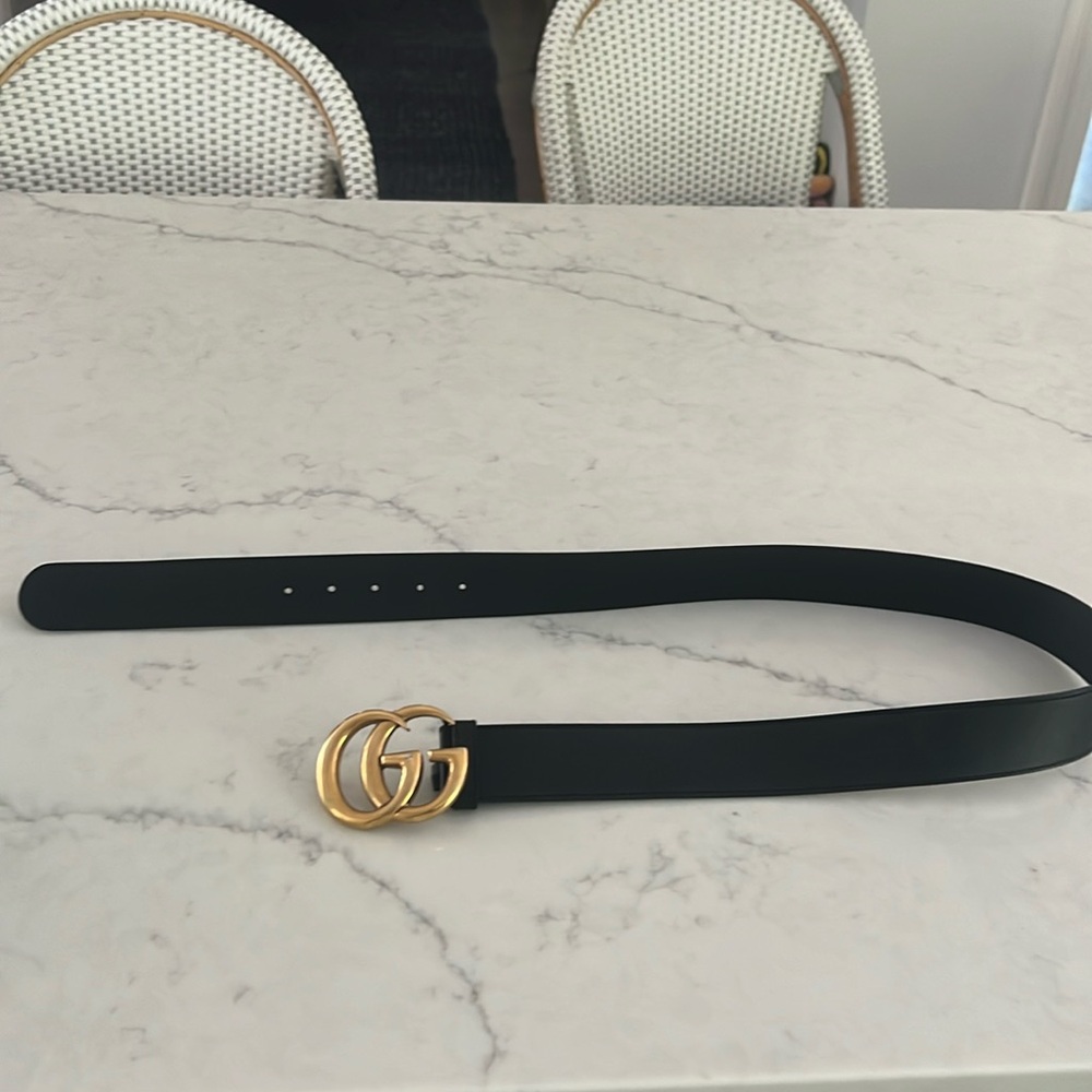 Gucci Black Belt with Gold Buckle